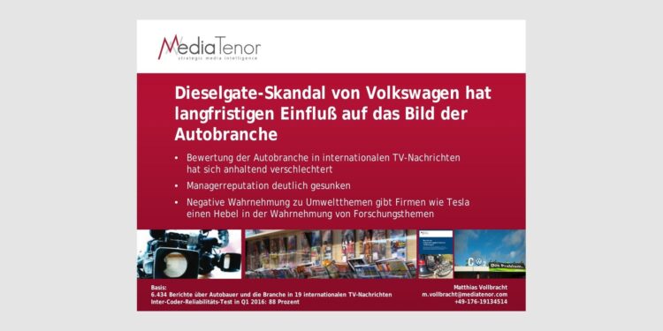 Dieselgate-Skandal von Volkswagen hat langfristigen Einfluß auf das Bild der Autobranche