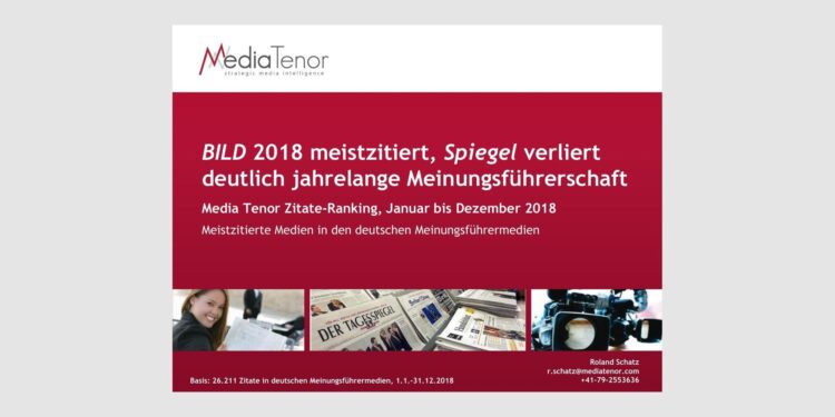 BILD 2018 meistzitiert, Spiegel verliert deutlich jahrelange Meinungsführerschaft