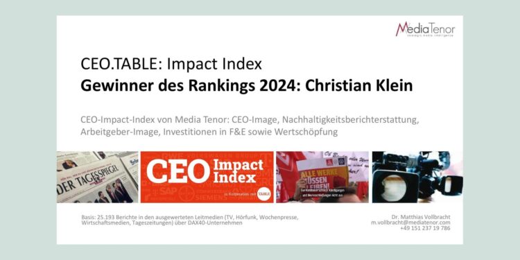 Christian Klein gewinnt das CEO Table-Ranking 2024