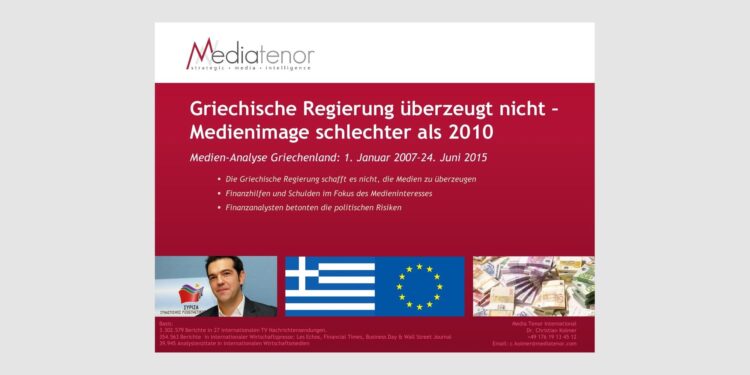Griechische Regierung überzeugt nicht – Medienimage schlechter als 2010