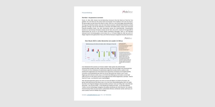 Elon Musk 2025 in allen Bereichen als Leader im Minus