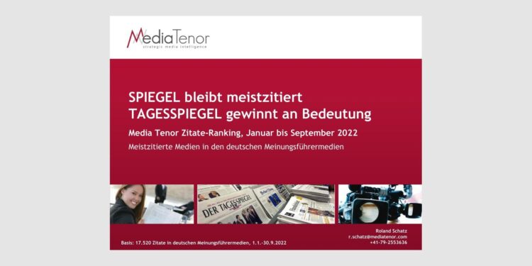 SPIEGEL bleibt meistzitiert, TAGESSPIEGEL gewinnt an Bedeutung