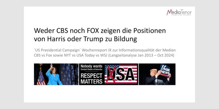 Weder CBS noch FOX zeigen die Positionen von Harris oder Trump zu Bildung